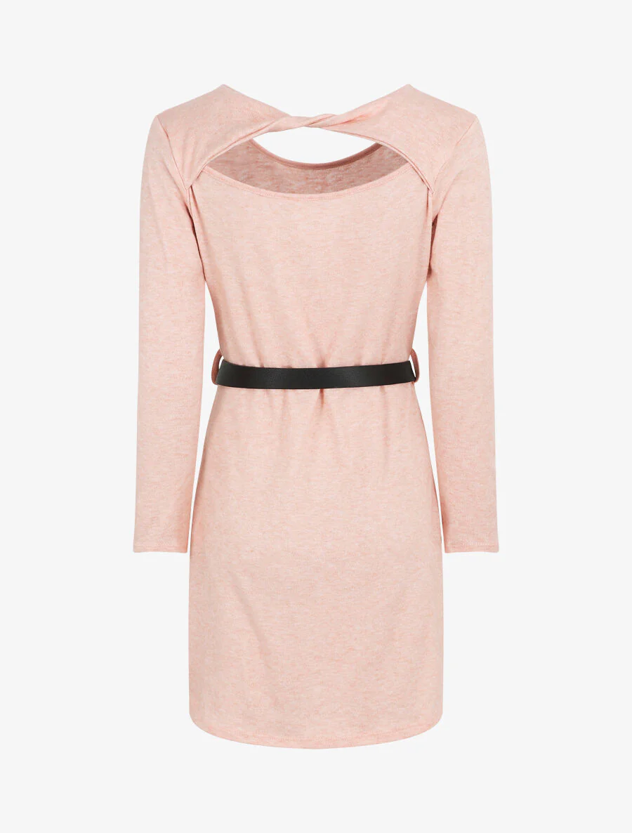 Korte trui-jurk met open rug - Roze - Image 2