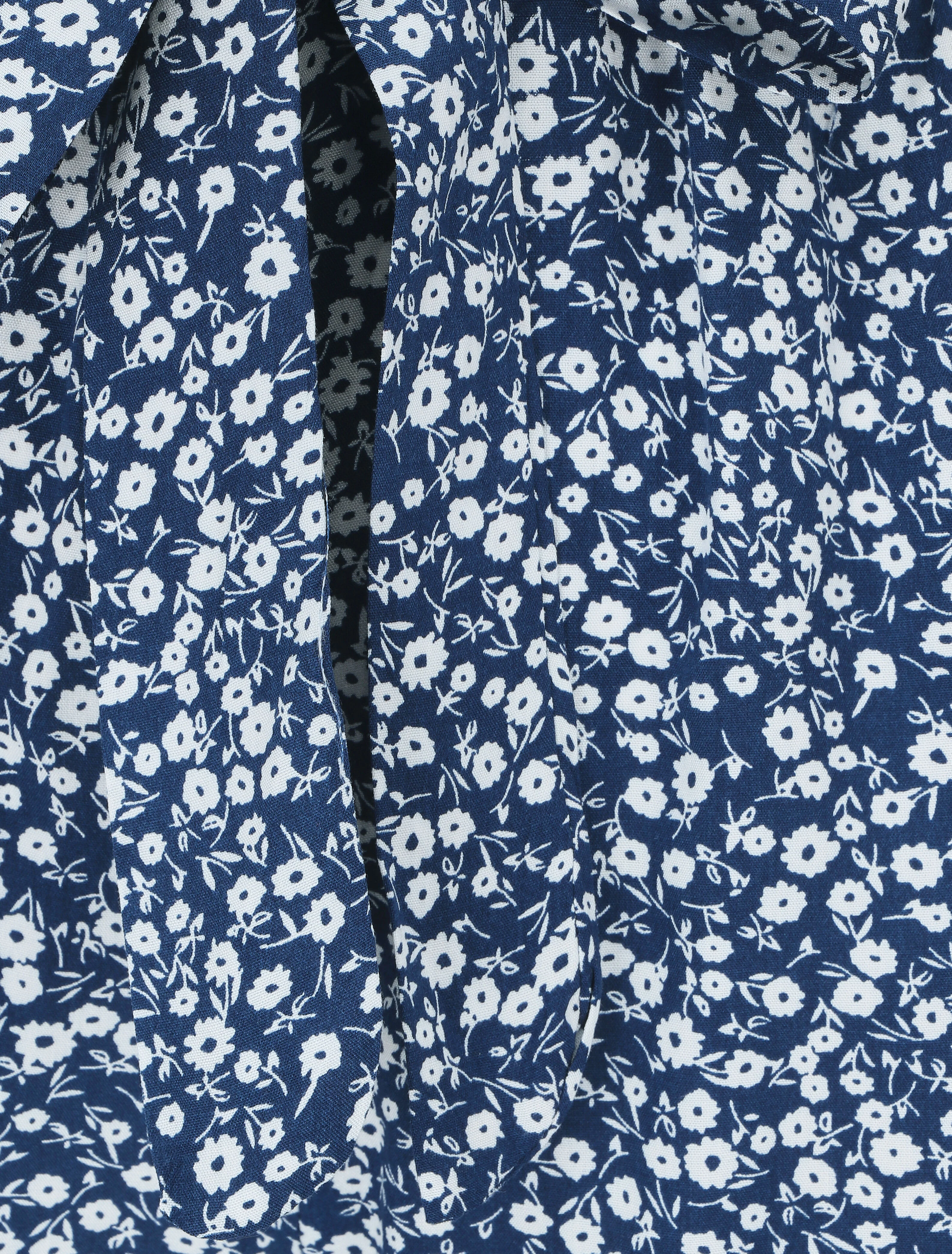 Korte vloeiende bloemenprint met riem - Blauw - Image 3