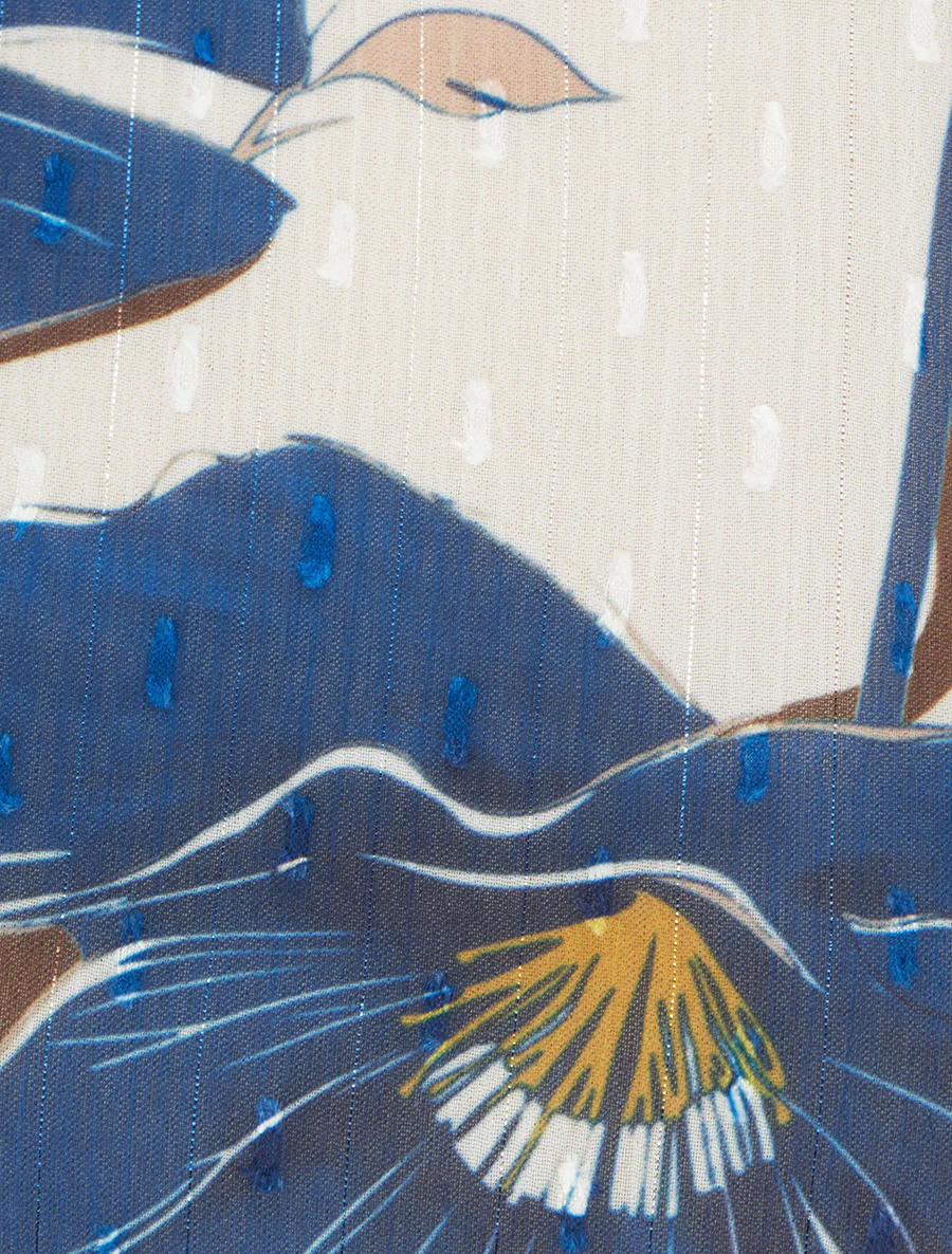 Kortebloemenprinttop met korte mouwen - Marine - Image 3
