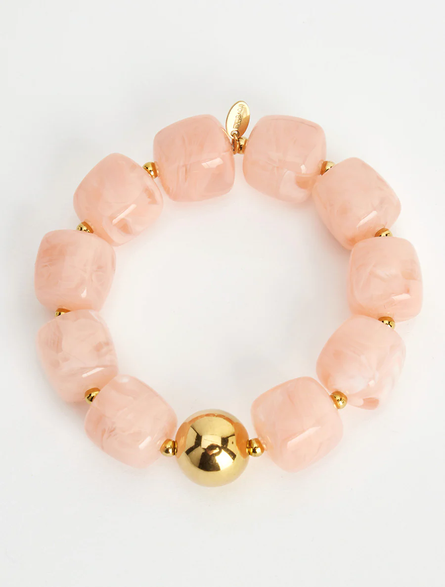 Kralenarmband van hars en metaal - Roos - Image 2