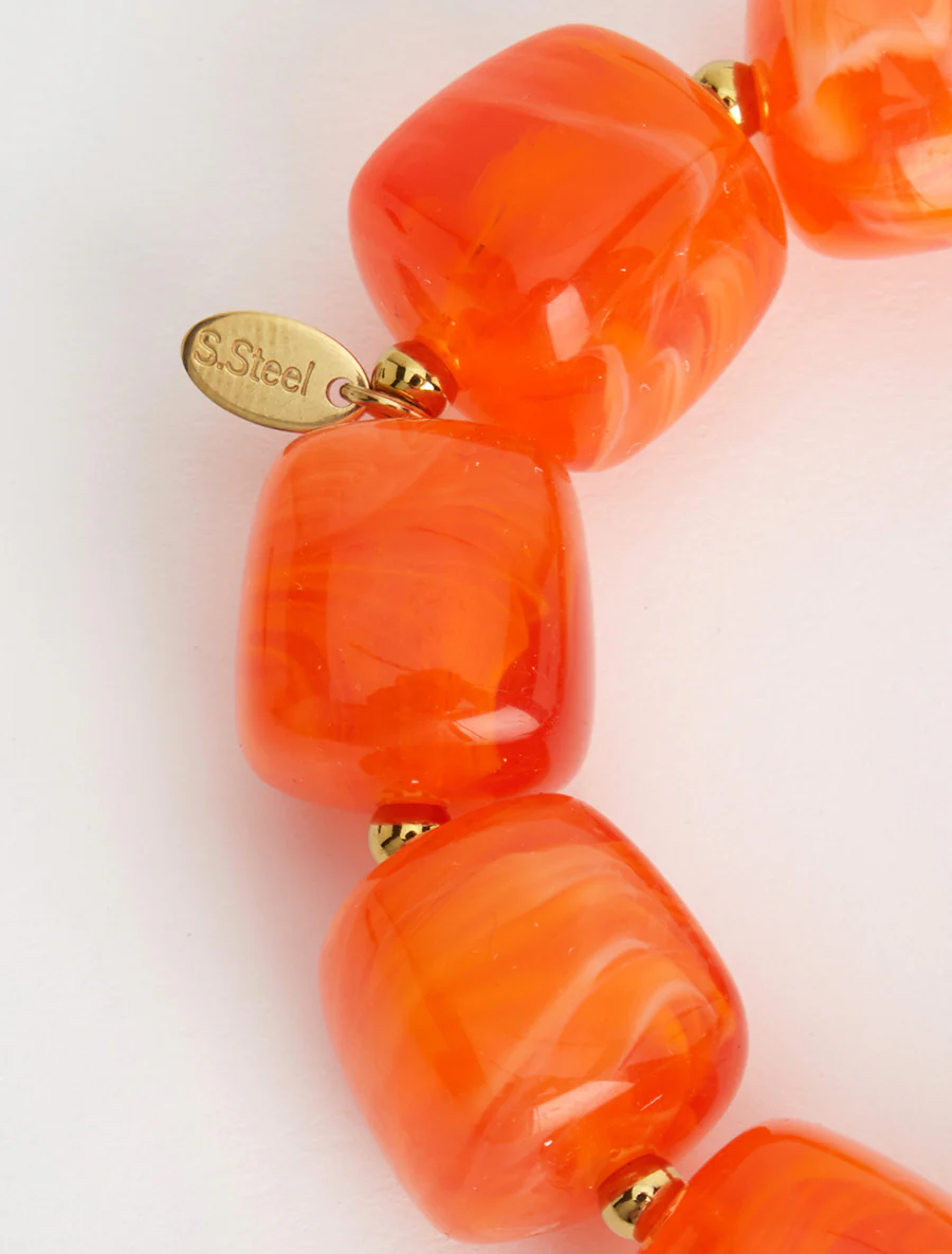 Kralenarmband van hars en metaal - Oranje - Image 3