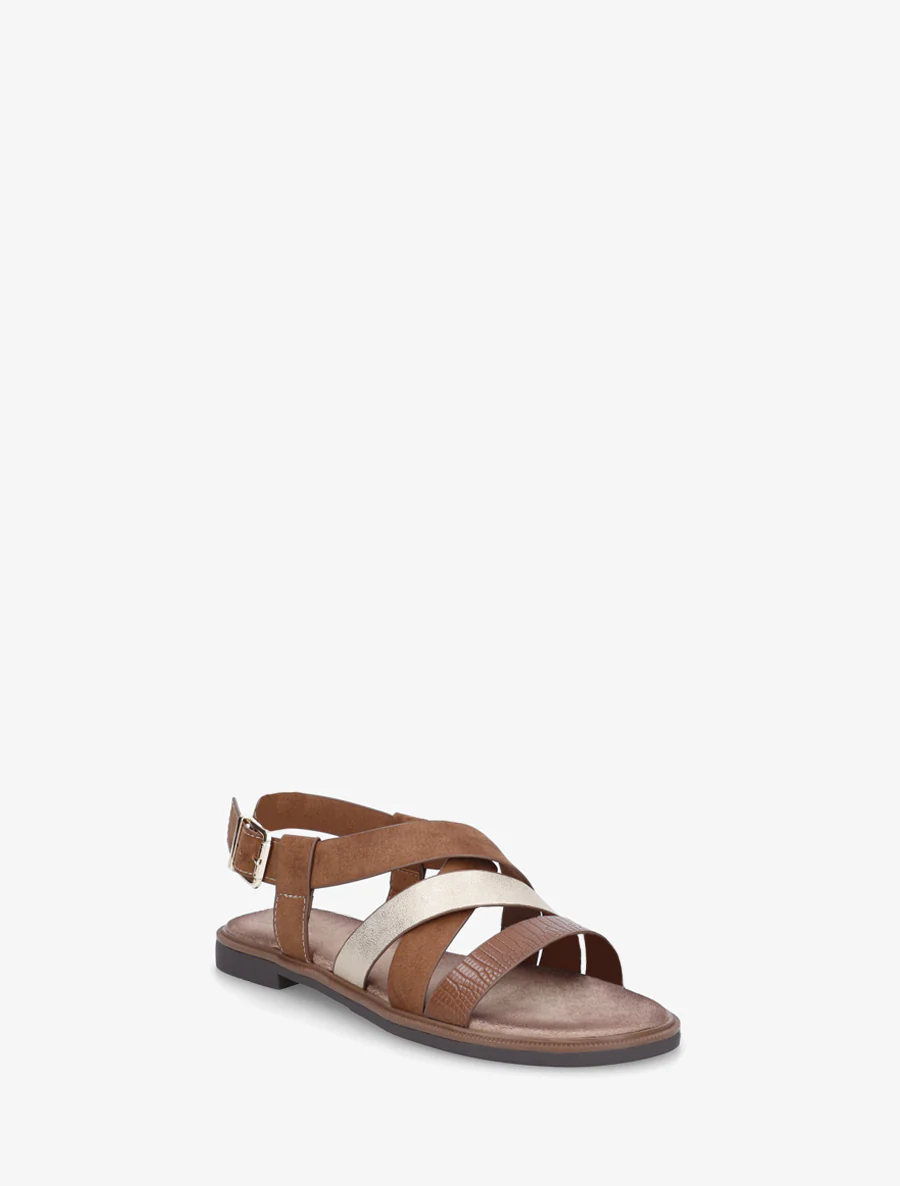 Kruisband sandalen in iriserend suède. - Bruin - Image 2