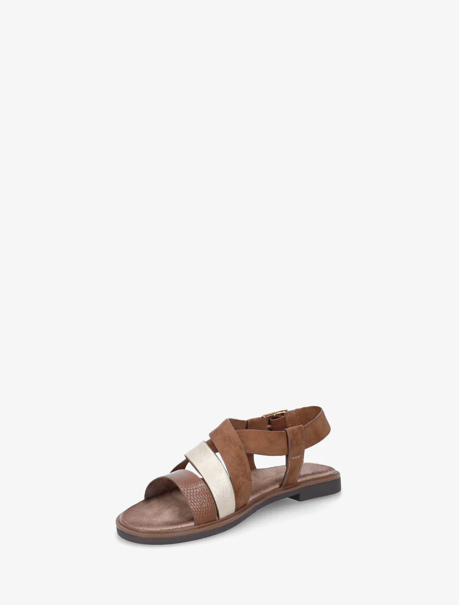 Kruisband sandalen in iriserend suède. - Bruin - Image 3