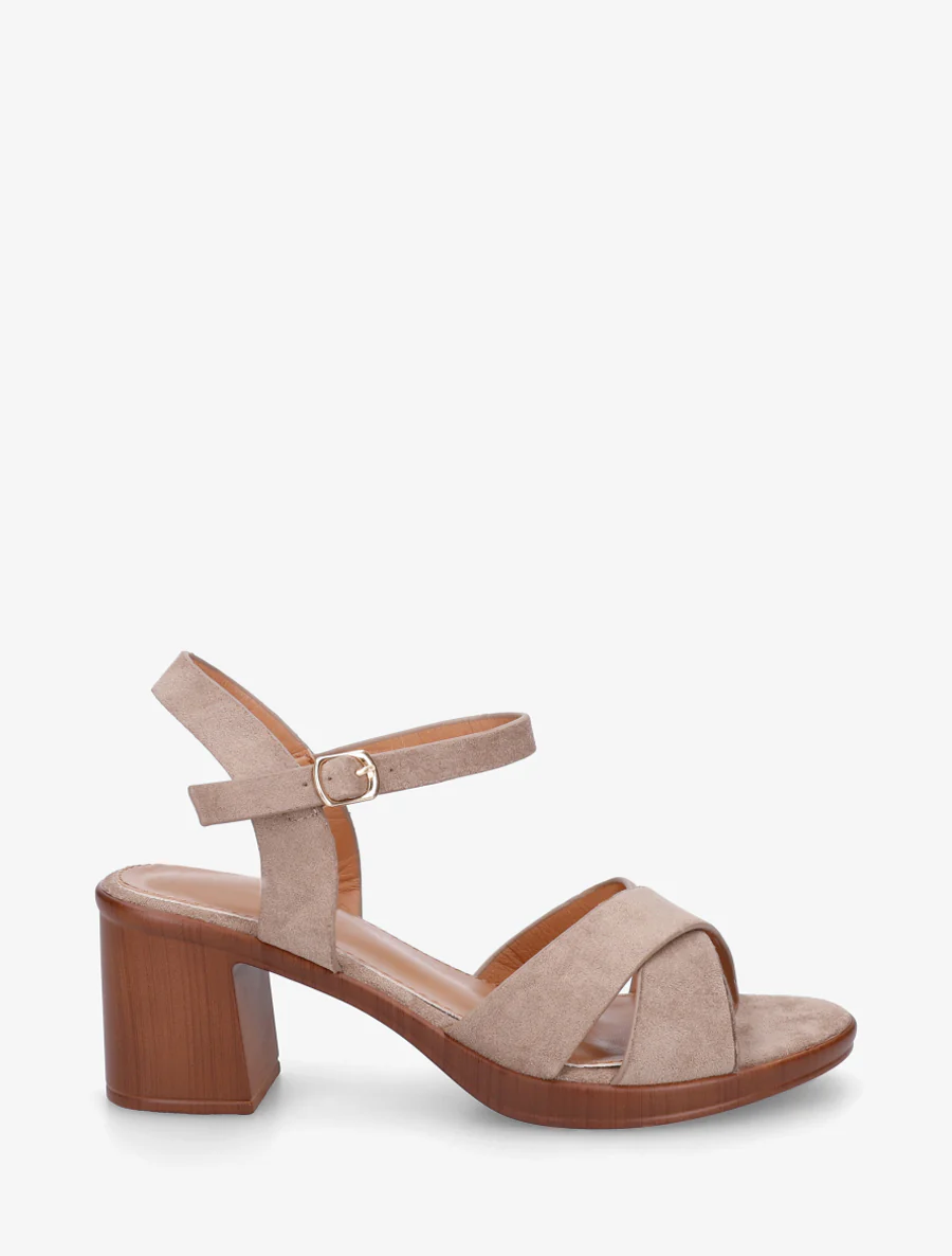 Kruisband suède sandalen met blokhak - Mol