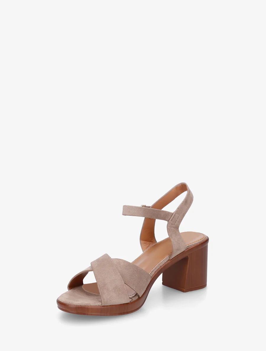 Kruisband suède sandalen met blokhak - Mol - Image 3