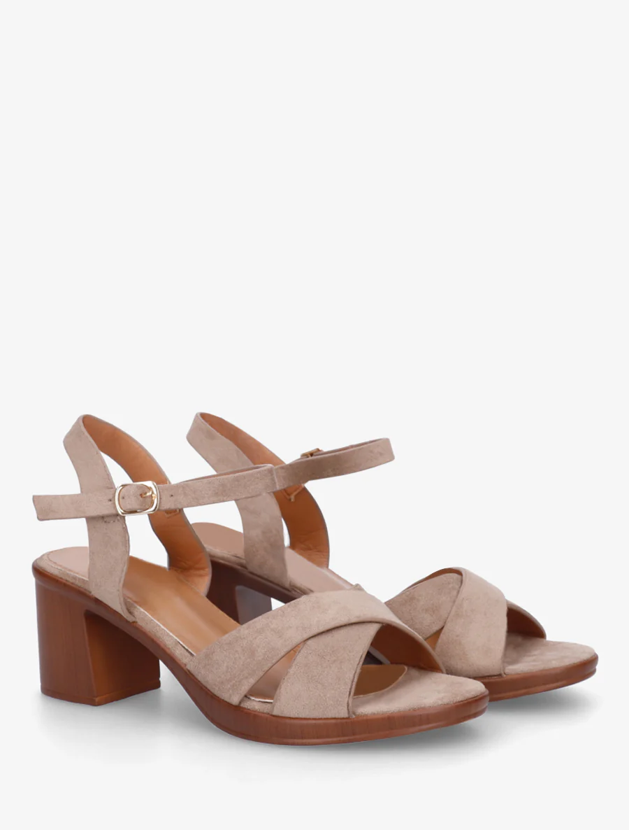 Kruisband suède sandalen met blokhak - Mol - Image 4