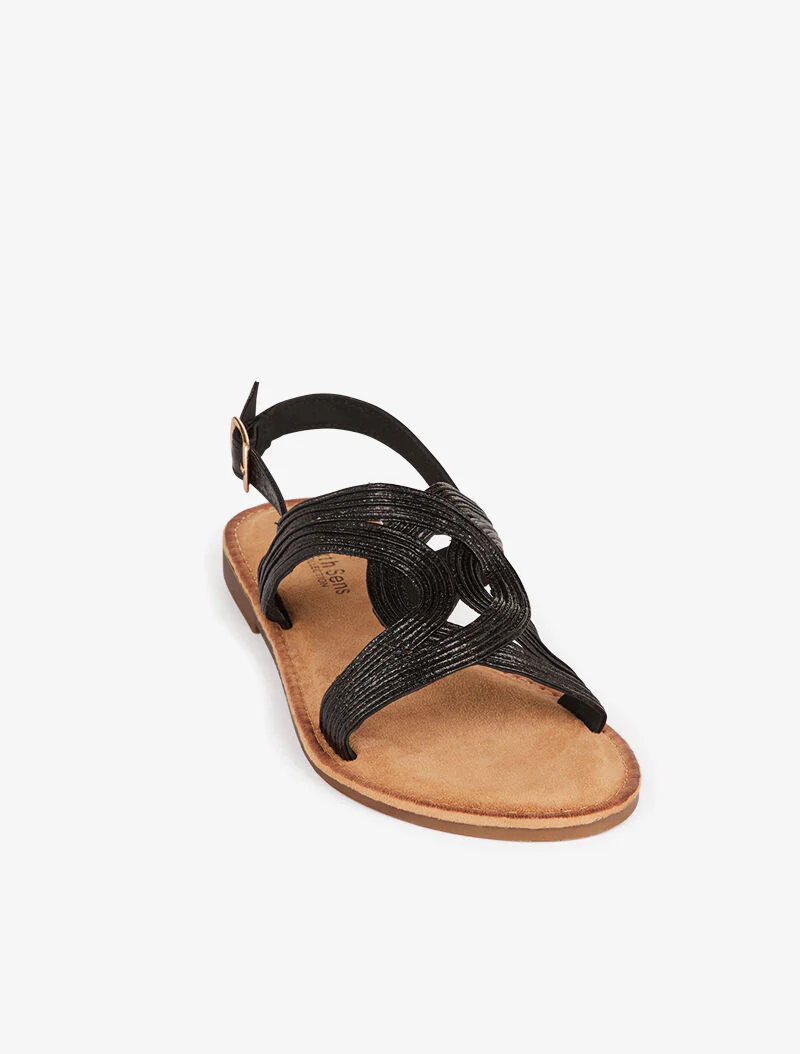 Kruisband en gestructureerde sandalen - zwart - Image 3