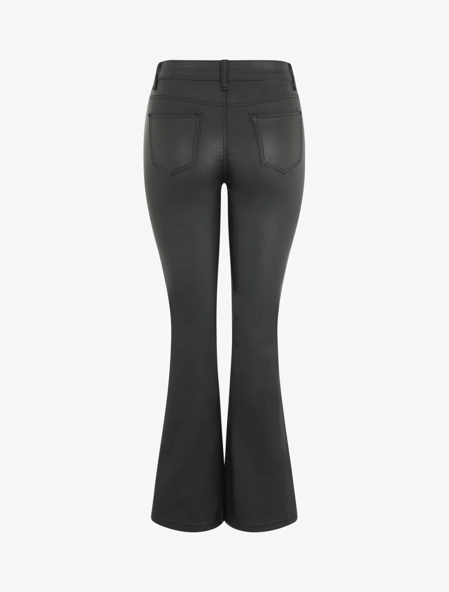 Kunstleren broek met wijd uitlopende pijpen - Zwart - Image 2