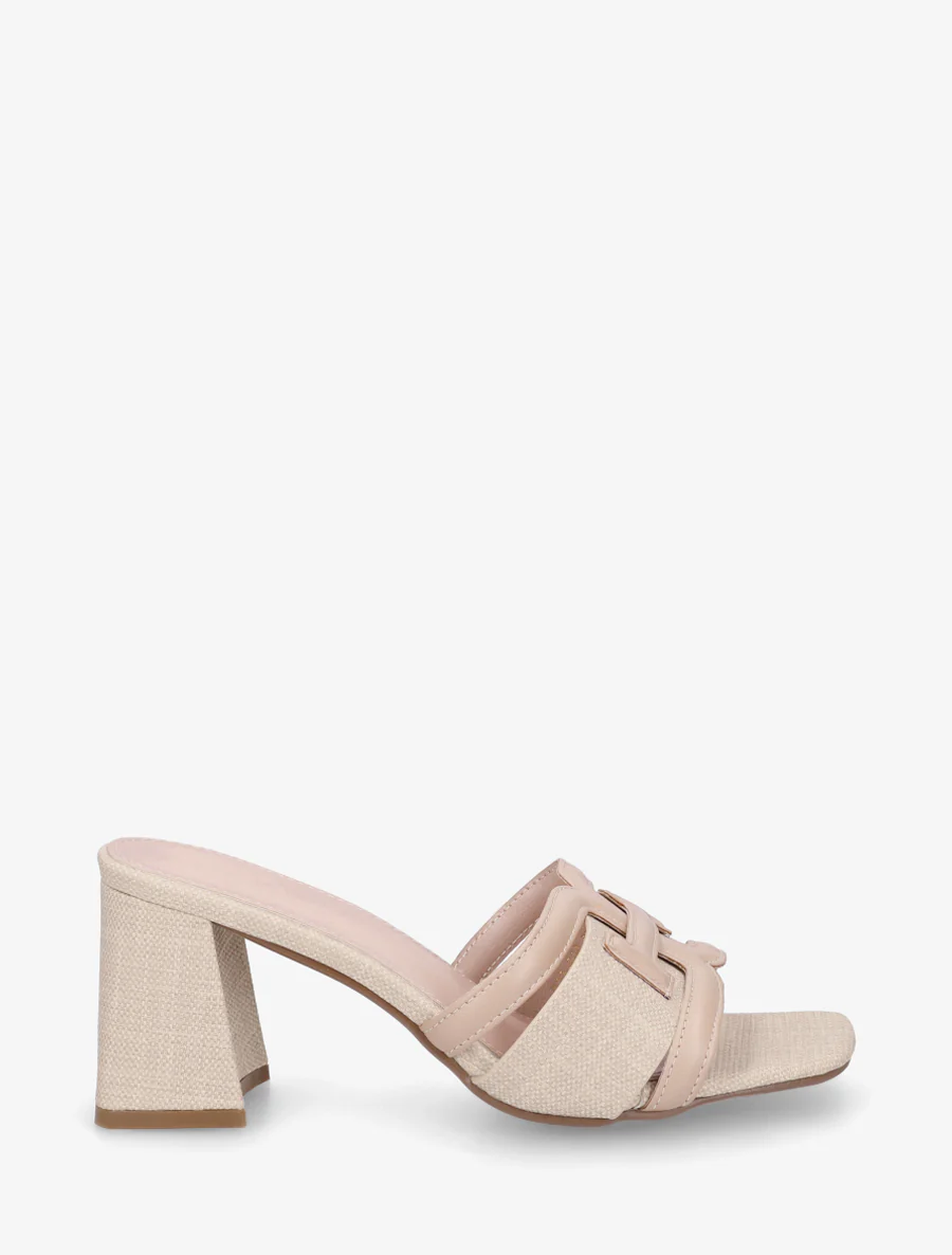 Kunstleren muiltjes met fantasieband - Beige