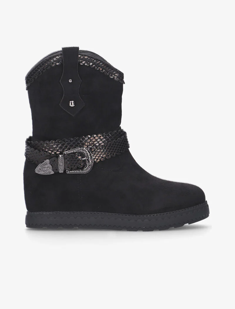 Sleehakken met python details - zwart