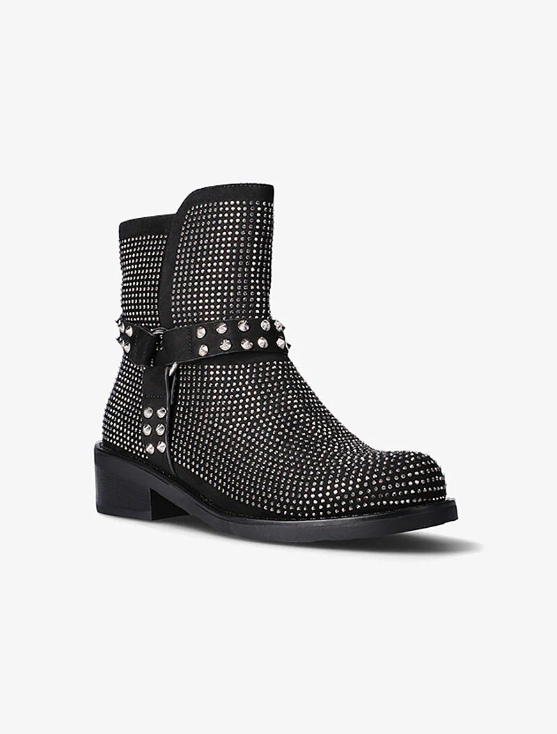 Laarzen met strass en bandjes met studs - zwart - Image 2