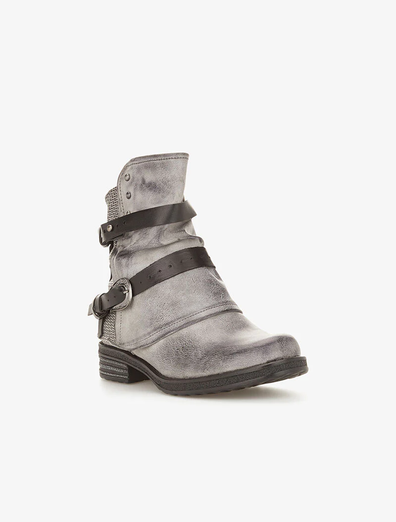 Laarzen met versleten leerlook en riemen - donkergrijs - Image 2