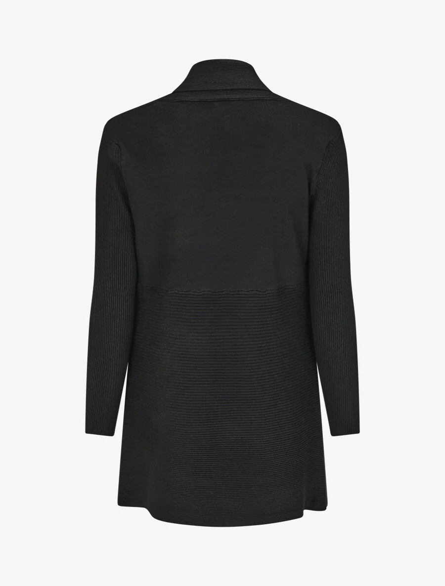 Lang effen geribd vest - zwart - Image 2