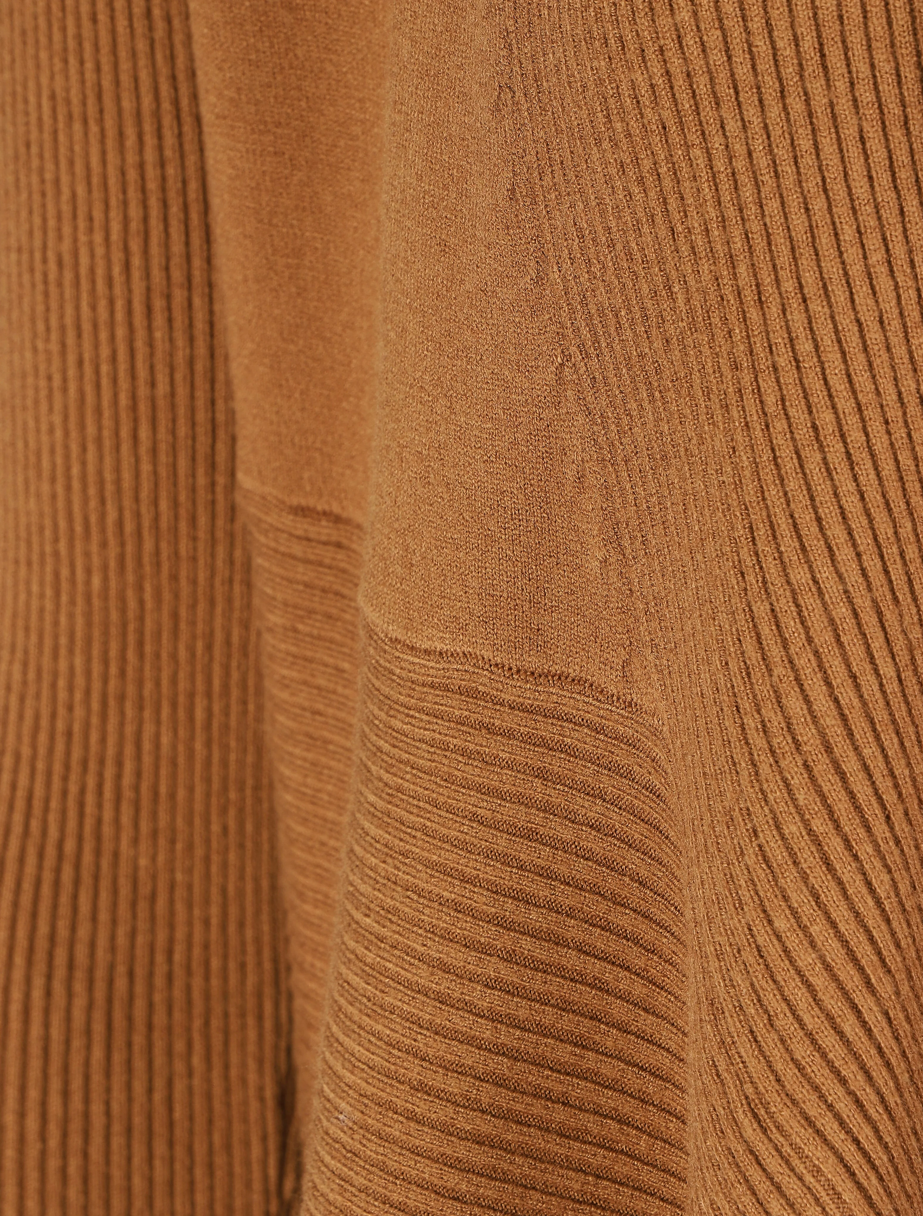 Lang effen geribd vest - Kameel - Image 3