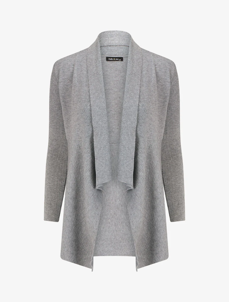 Lang effen geribd vest - Grijs