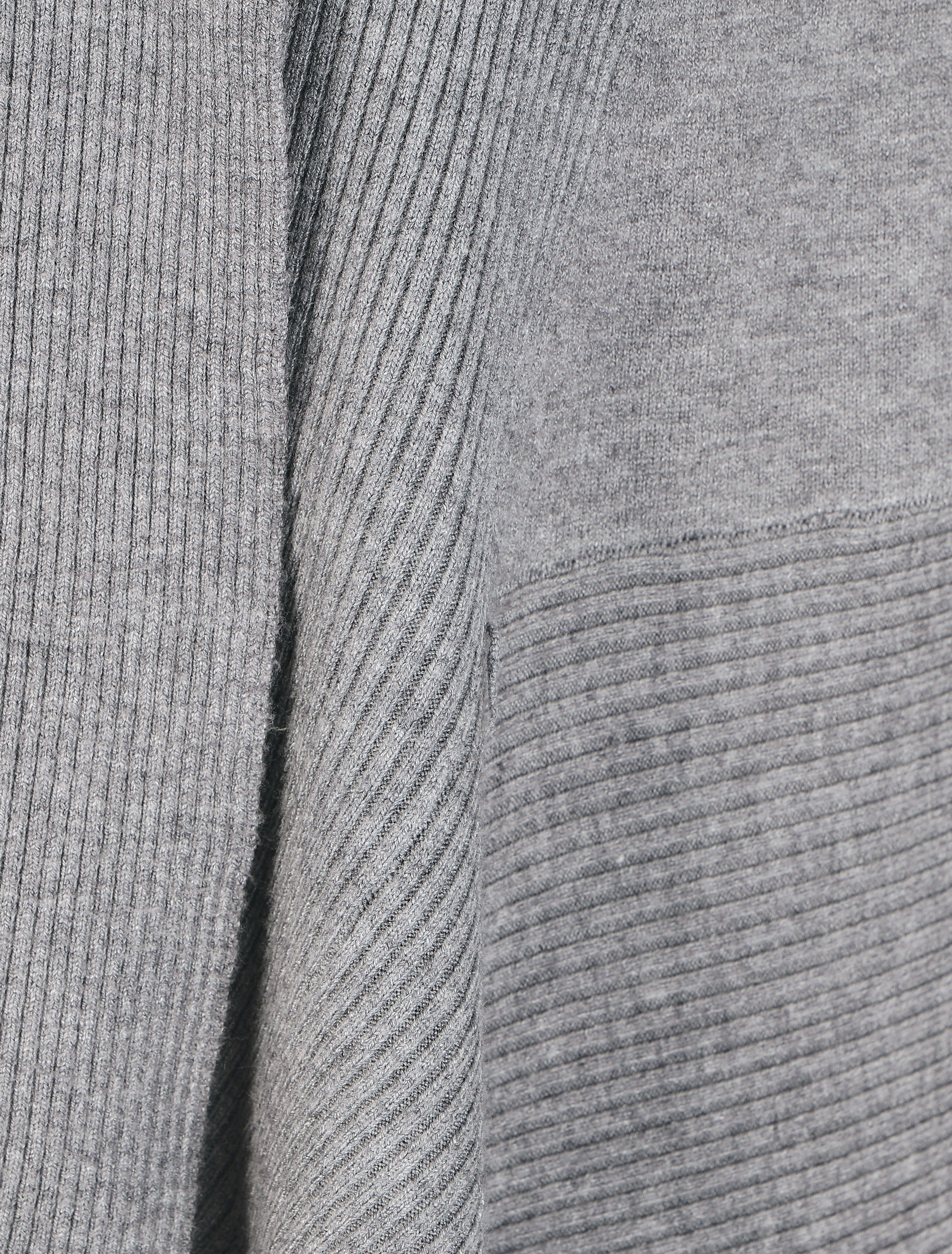 Lang effen geribd vest - Grijs - Image 3