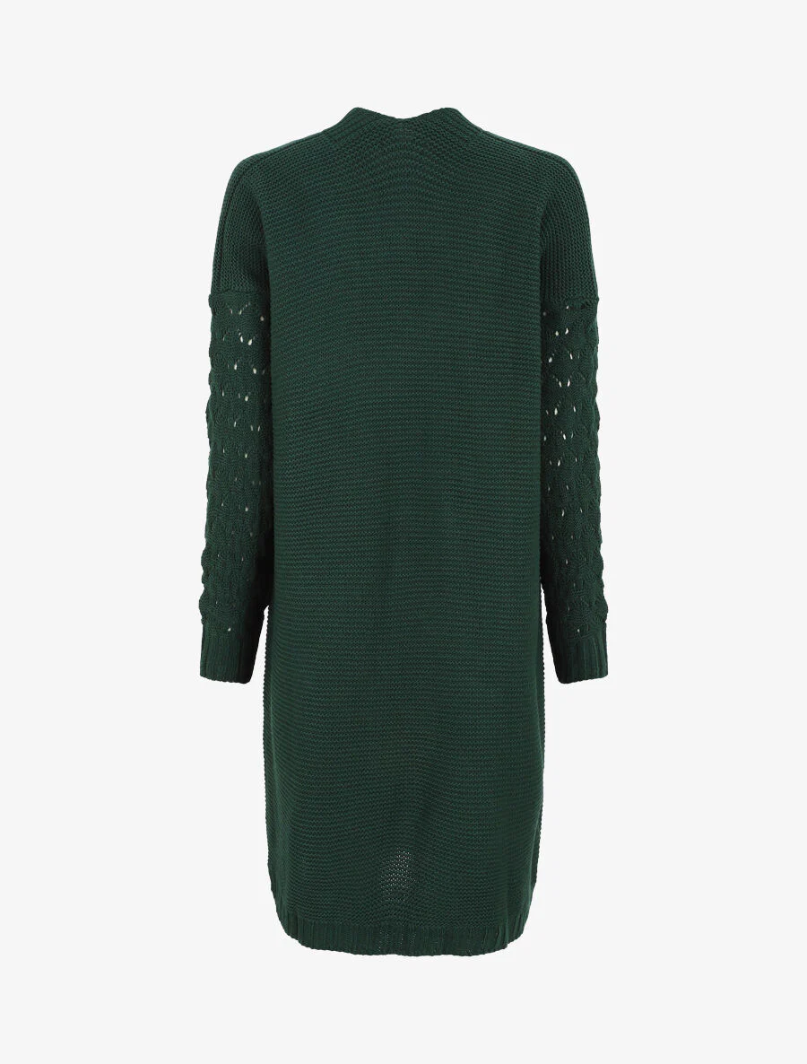 Lang effen vest met lange mouwen - dennengroen - Image 2