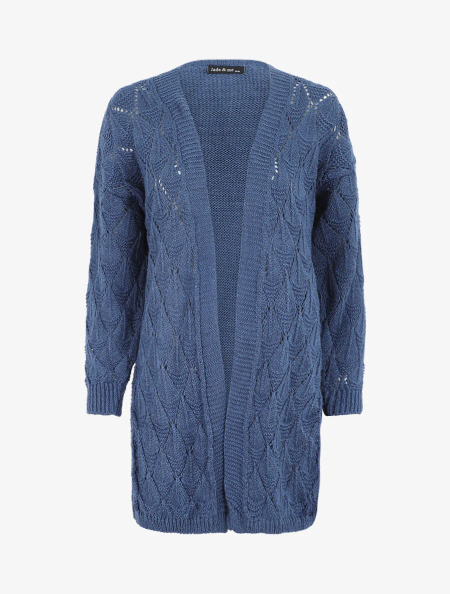 Lang effen vest van fijne mesh - blauw