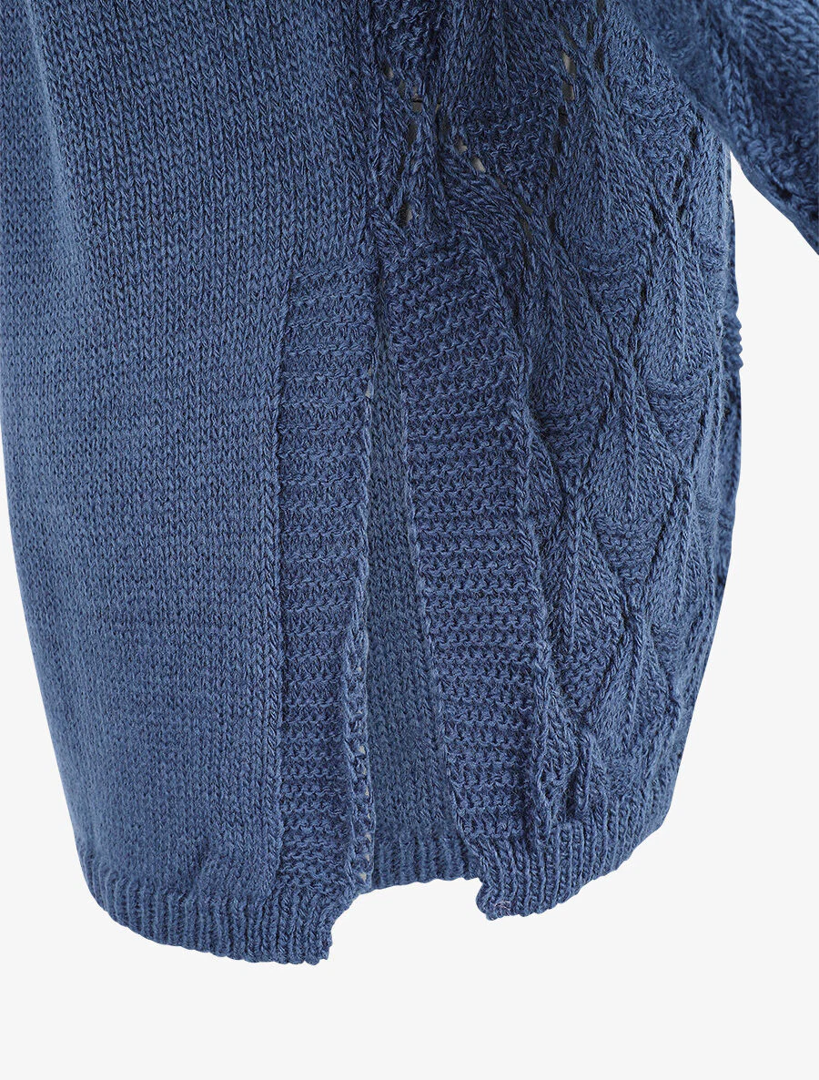 Lang effen vest van fijne mesh - blauw - Image 3