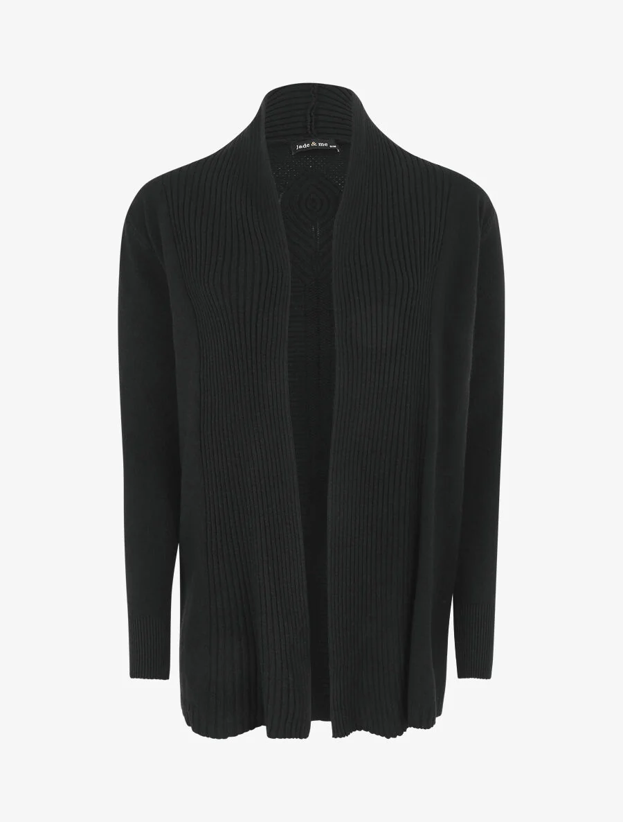 Lang. gebreid vest - zwart