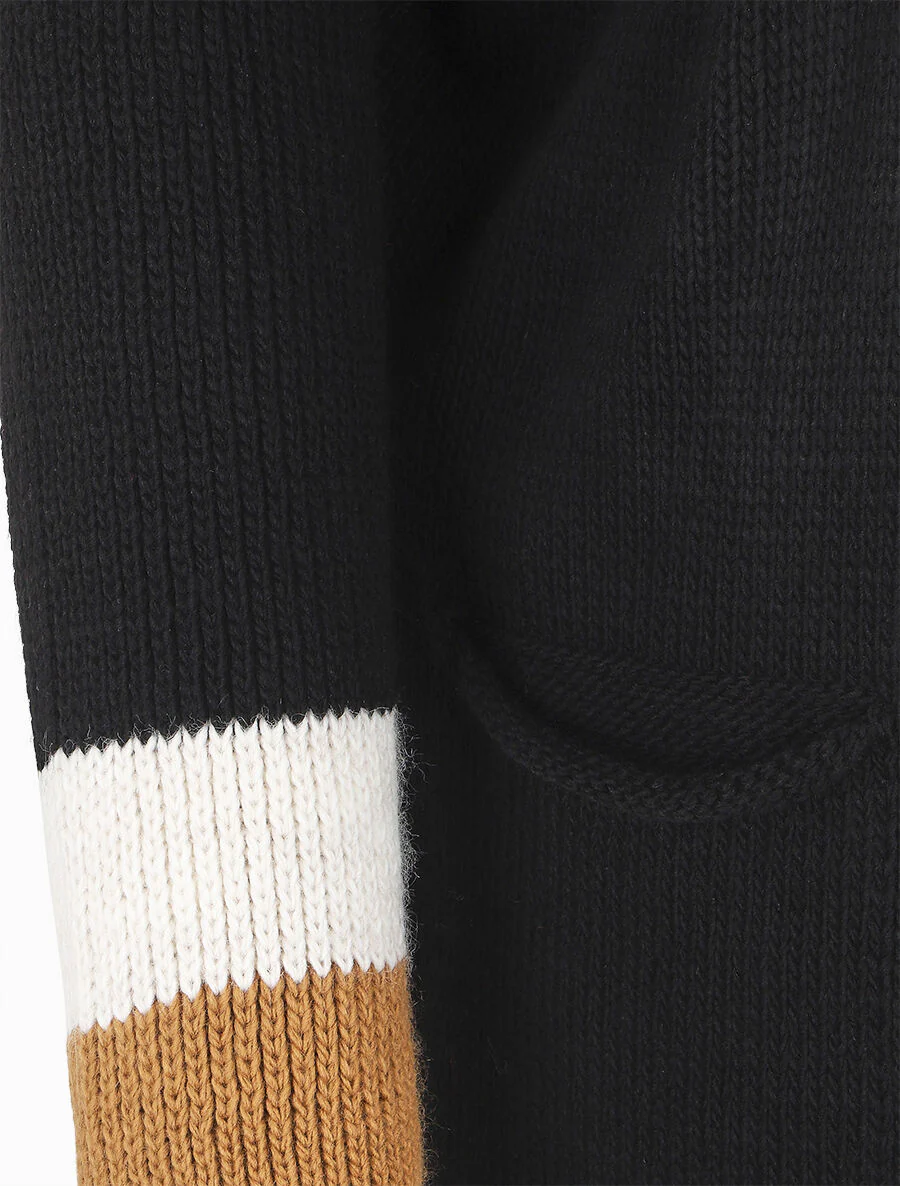 Lang gestreept vest met capuchon - Zwart - Image 3