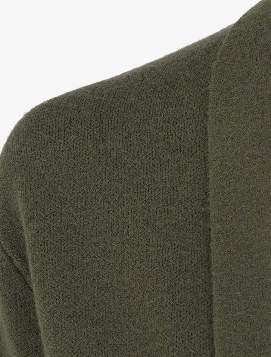 Lang gilet met sjaalkraag - Kaki - Image 3