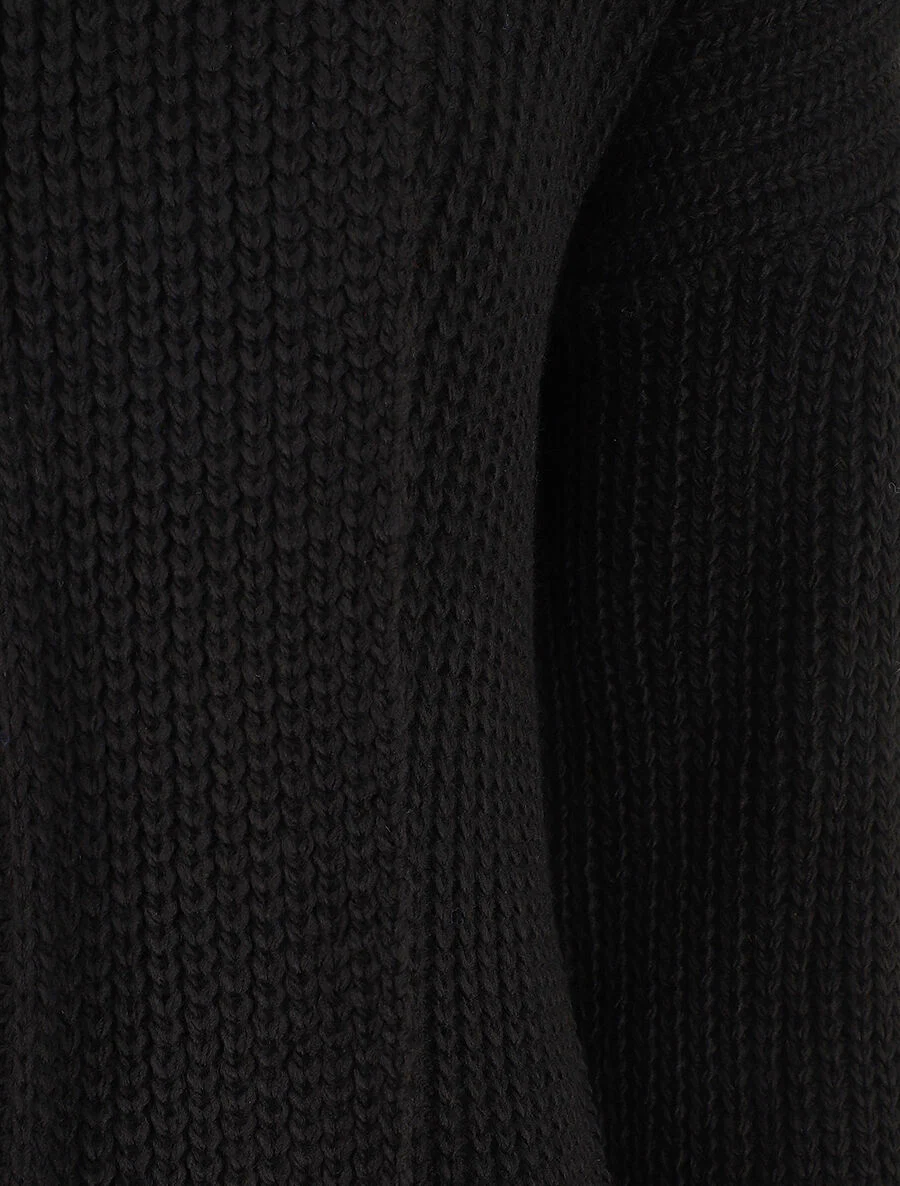 Lang open vest met flapkraag - Zwart - Image 3
