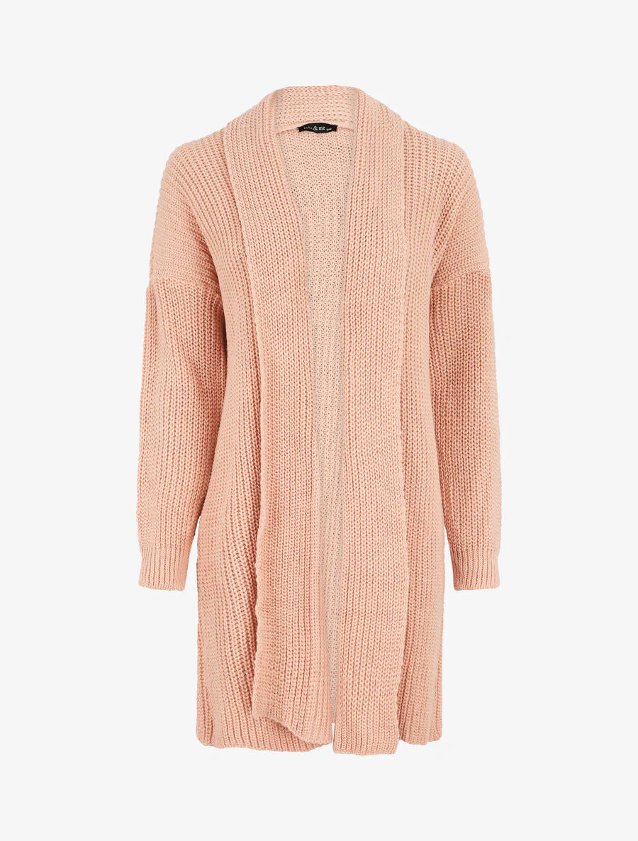 Lang open vest met flapkraag - Roze