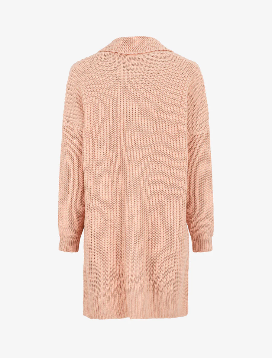 Lang open vest met flapkraag - Roze - Image 2