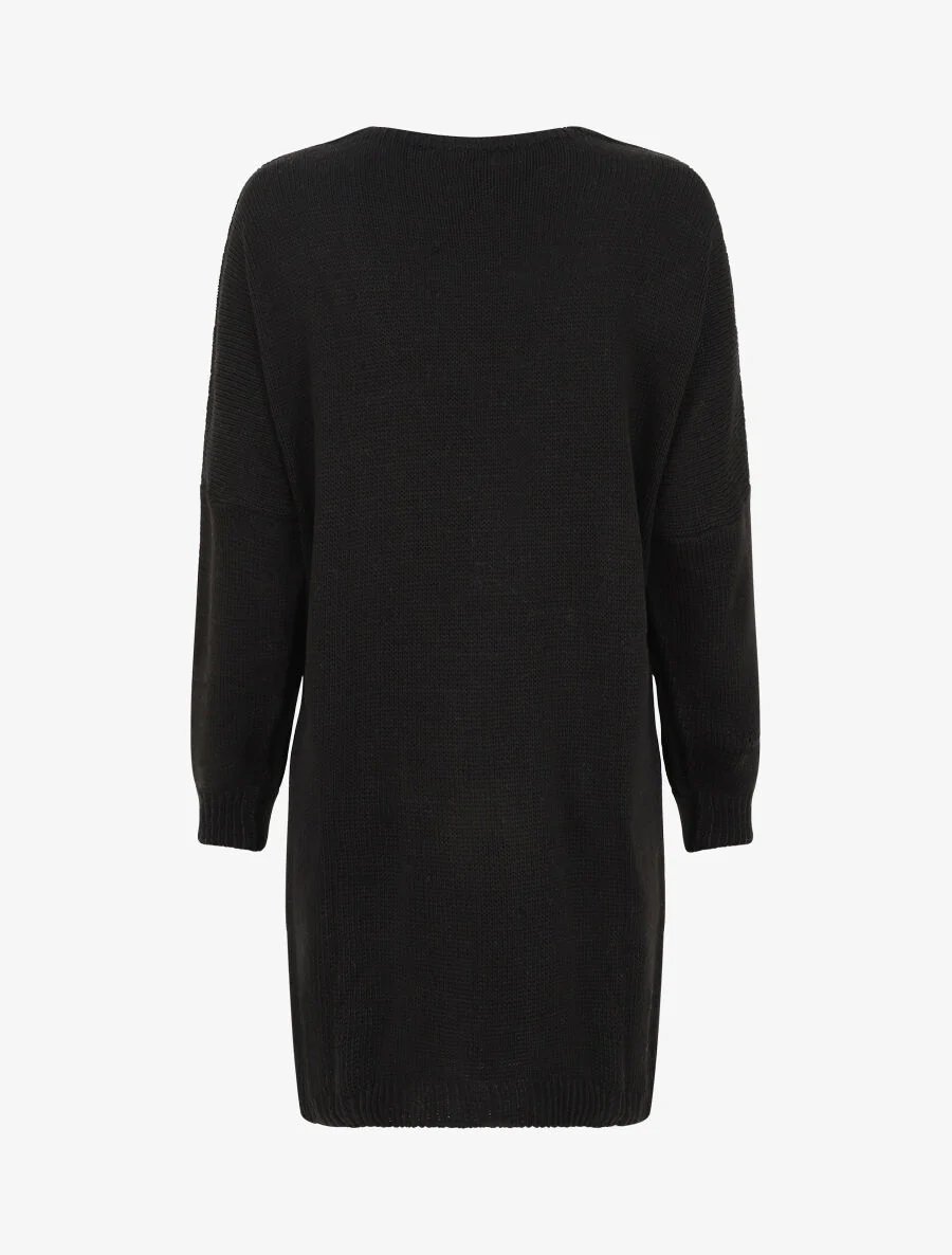 Lang open vest met vleermuismouwen - zwart - Image 2