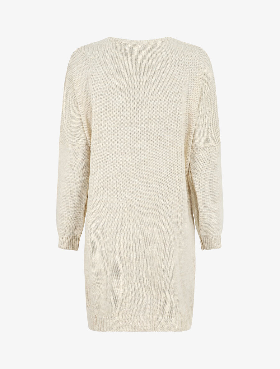 Lang open vest met vleermuismouwen - beige - Image 2