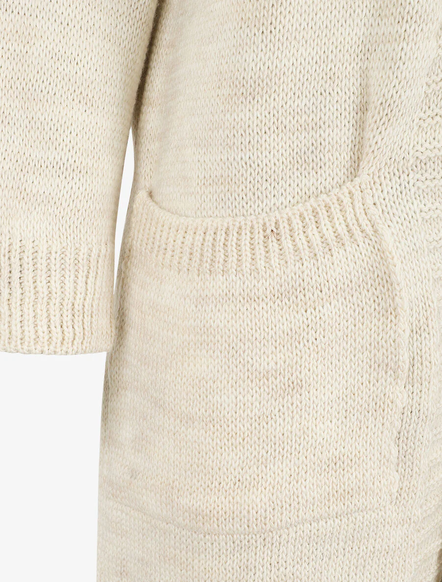 Lang open vest met vleermuismouwen - beige - Image 3