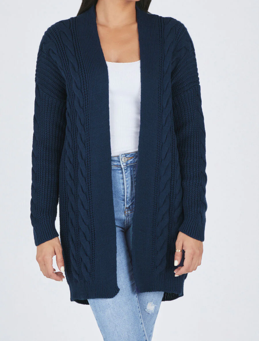 Lang open vest van mesh - blauw - Image 4