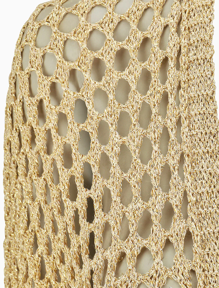 Lang vest in iriserend opengewerkt breisel - Goud - Image 3
