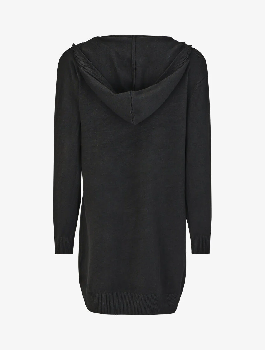 Lang vest met capuchon - Zwart - Image 2