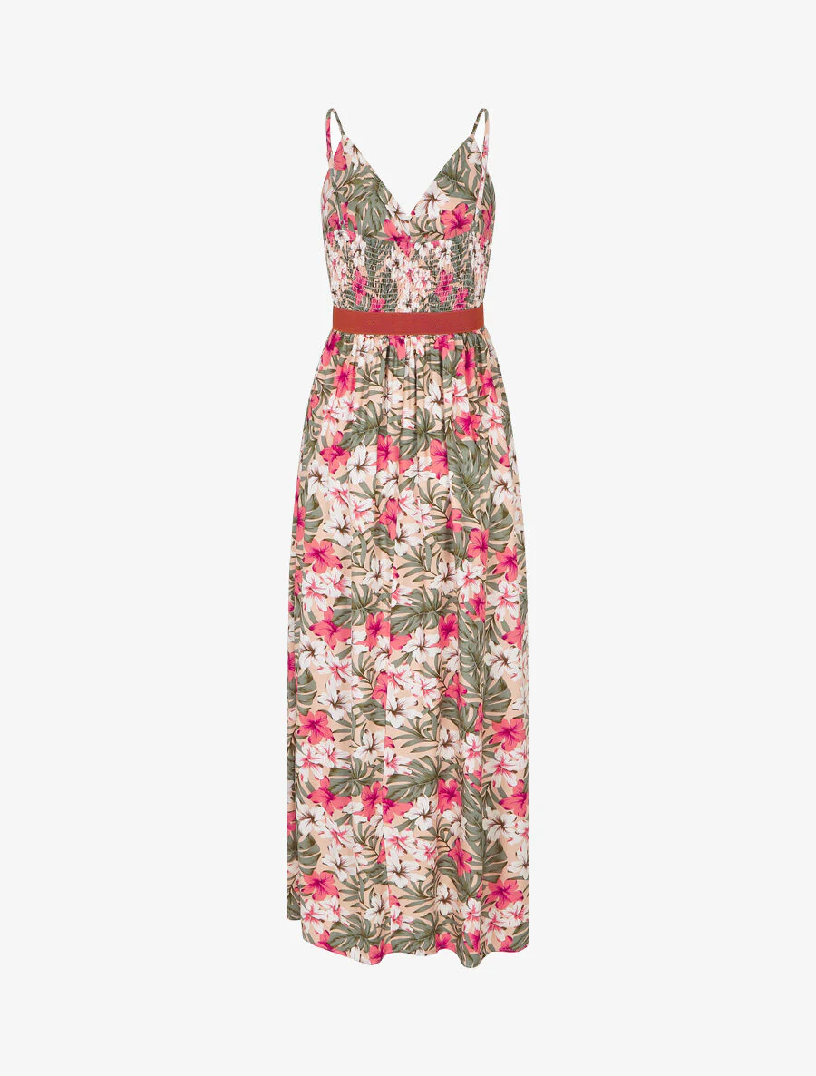 Lange A-lijn jurk met bloemige print - Roze - Image 2