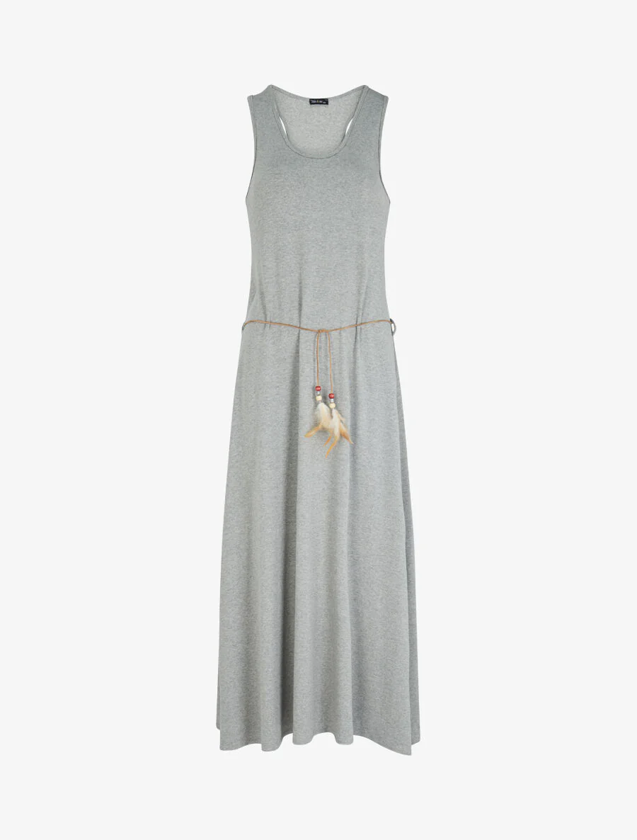 Lange basic mouwloze jurk - Grijs