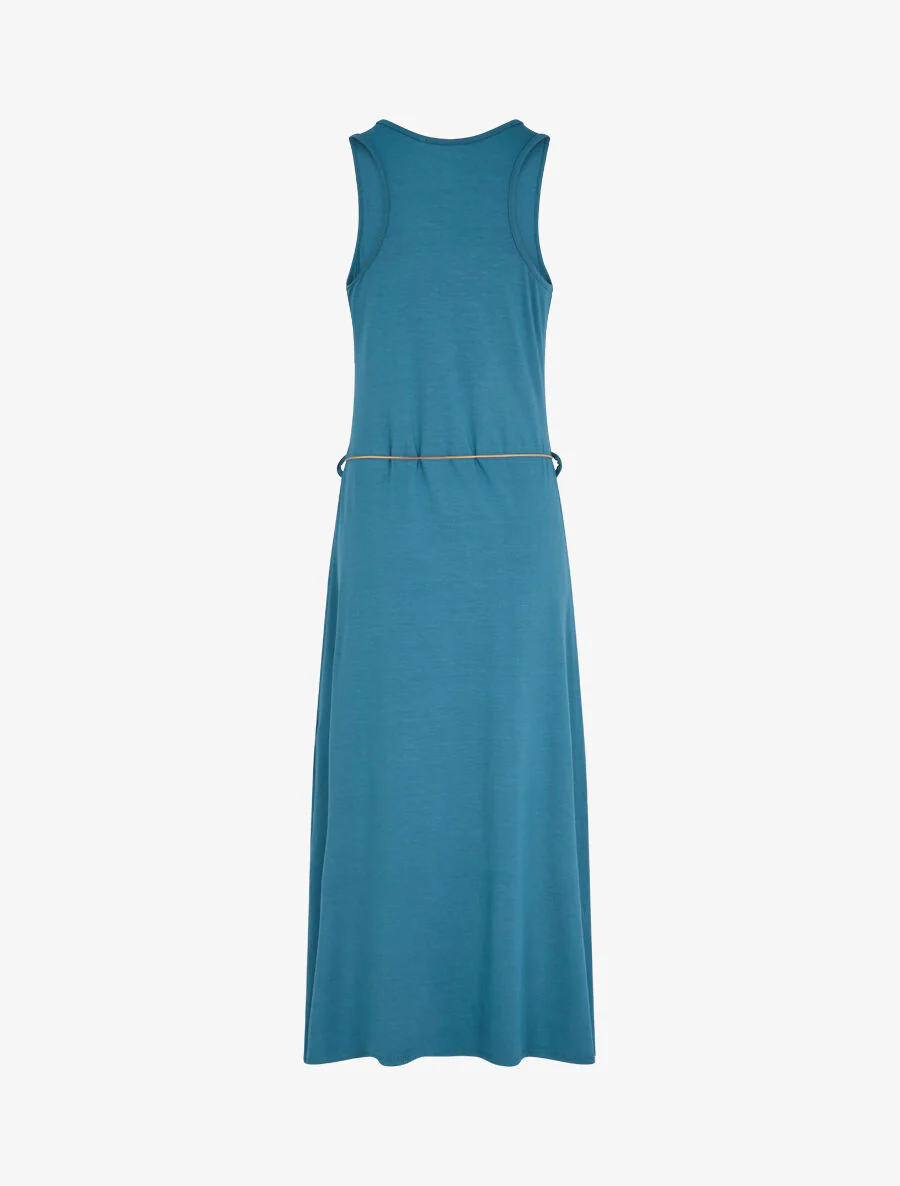 Lange basic mouwloze jurk - Eendblauw - Image 2