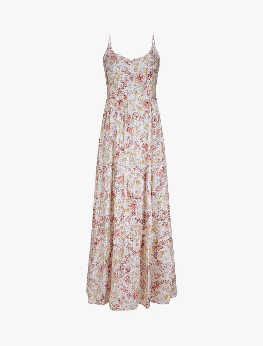 Lange bloemenprint jurk - Wit