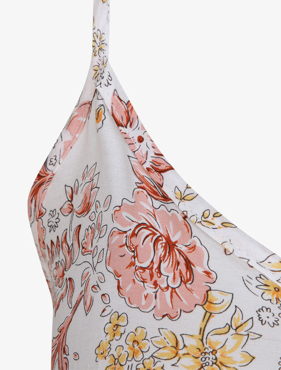 Lange bloemenprint jurk - Wit - Image 3