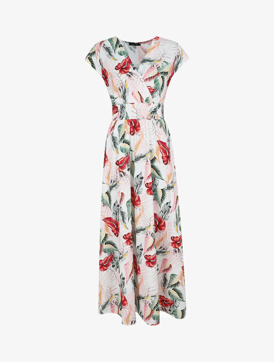 Lange bloemenprint jurk - Wit