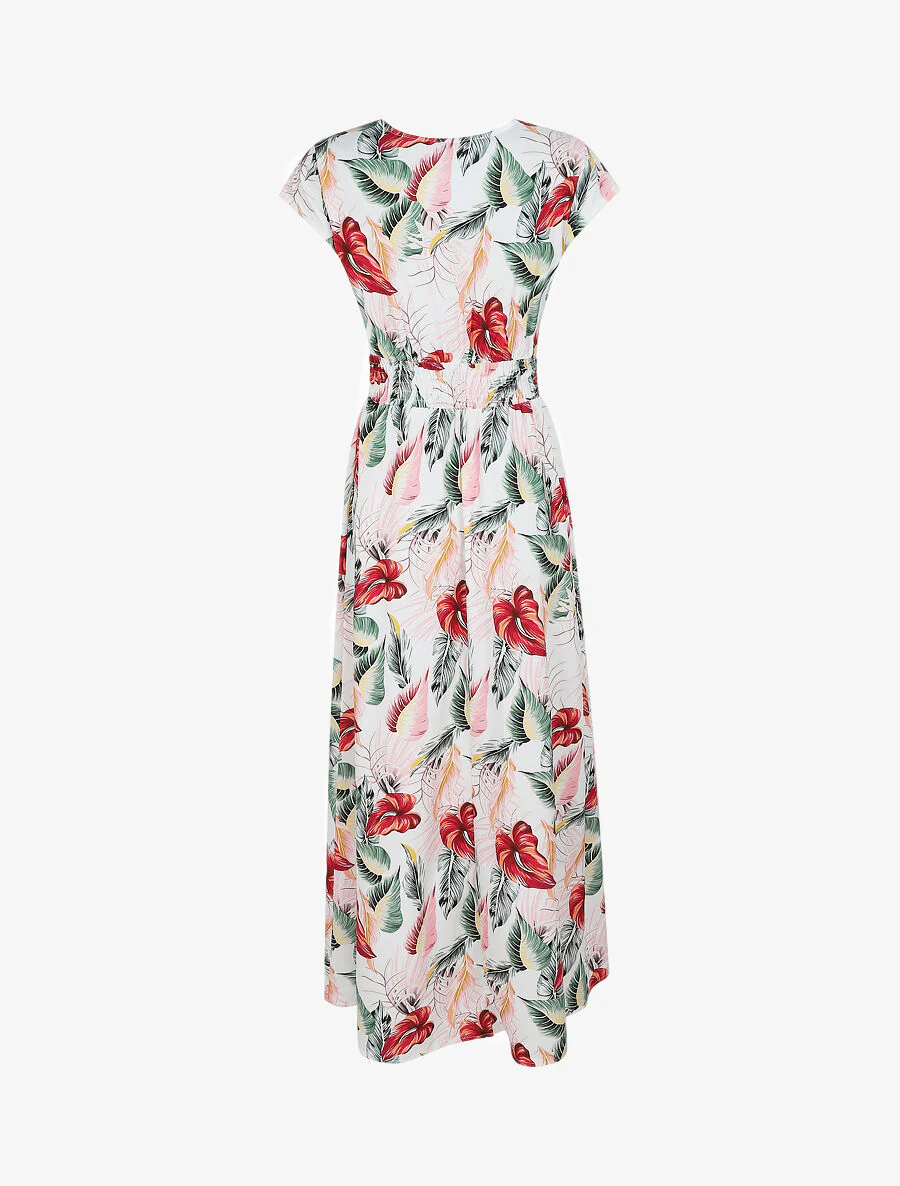 Lange bloemenprint jurk - Wit - Image 2