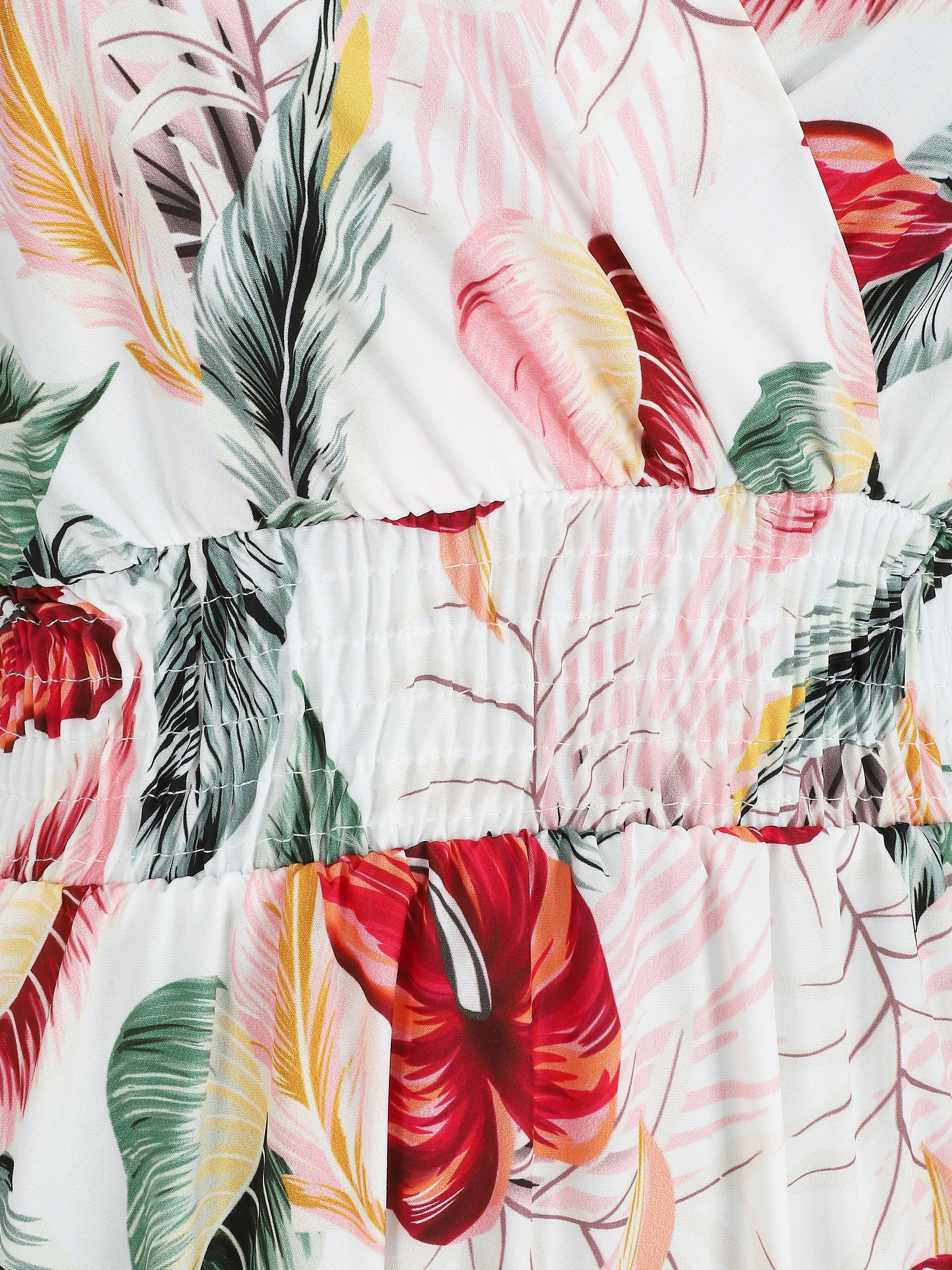 Lange bloemenprint jurk - Wit - Image 3