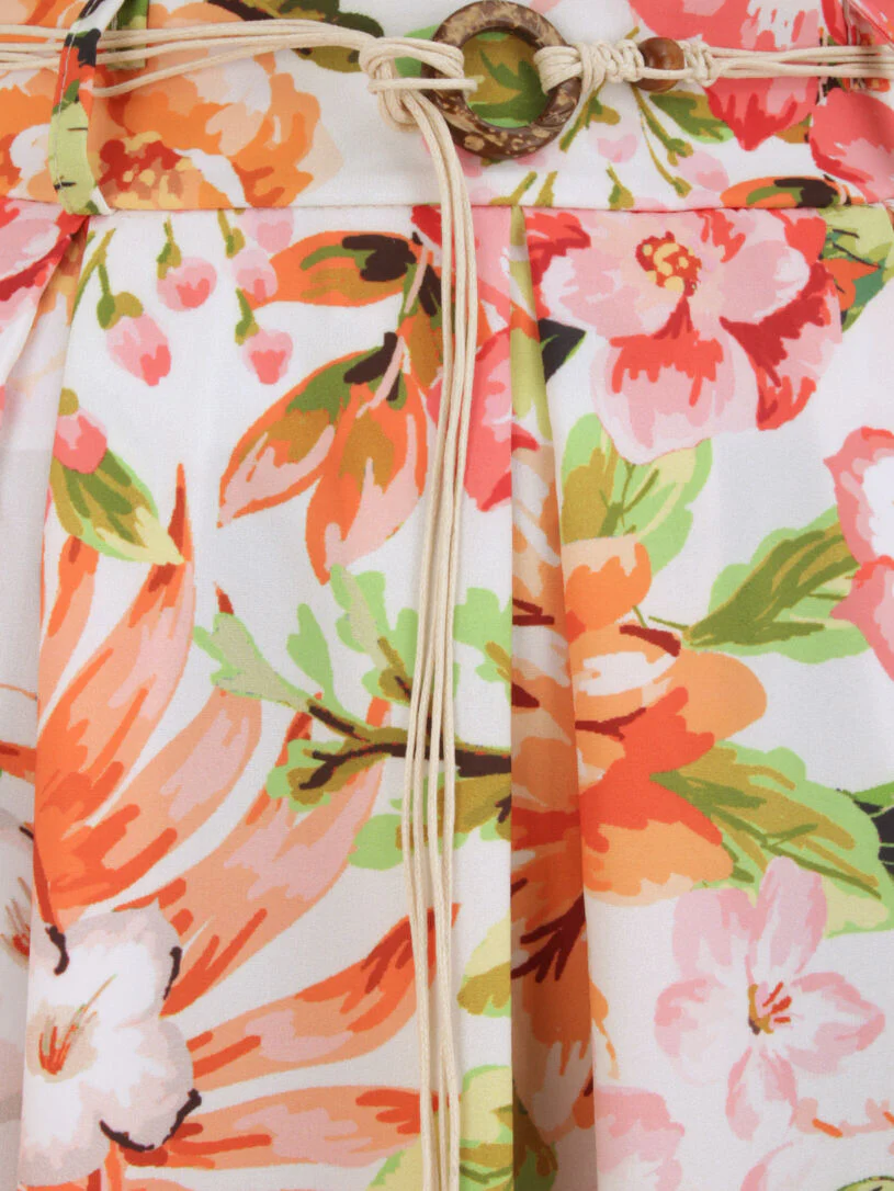 Lange bloemenprint rok - Ecru - Image 3