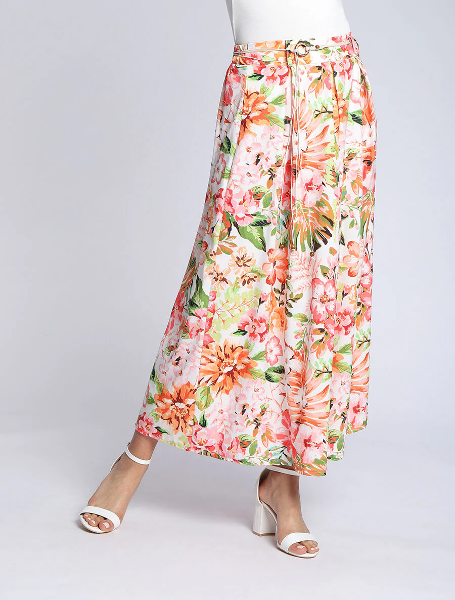 Lange bloemenprint rok - Ecru - Image 4