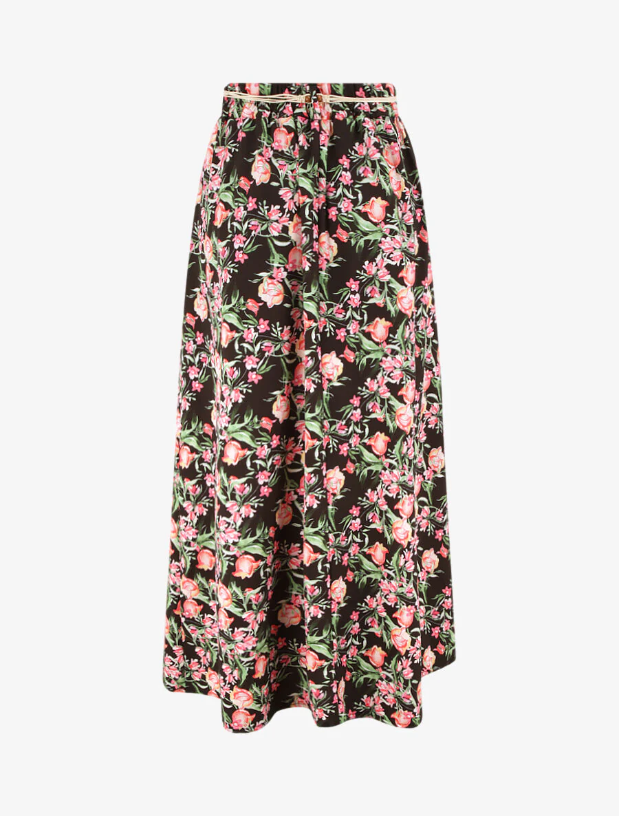 Lange bloemenprint rok - Zwart - Image 2