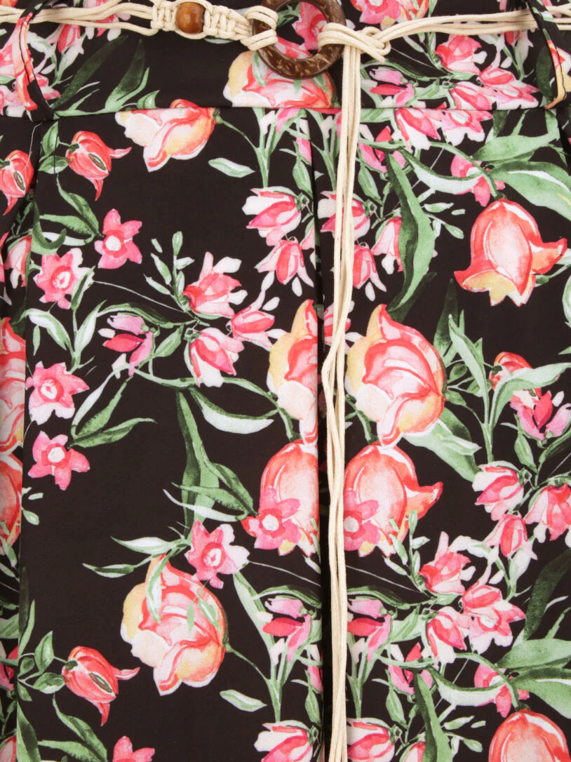 Lange bloemenprint rok - Zwart - Image 3