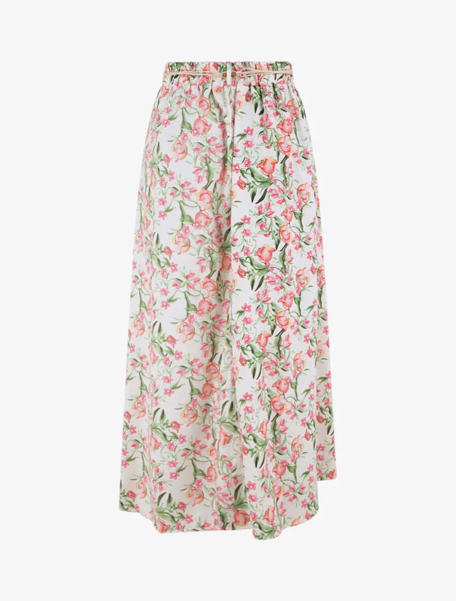 Lange bloemenprint rok - wit - Image 2