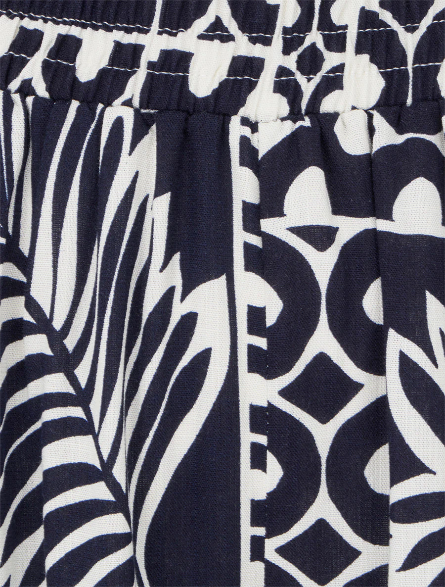 Lange broek met palmbladerenprint - Marine - Image 3