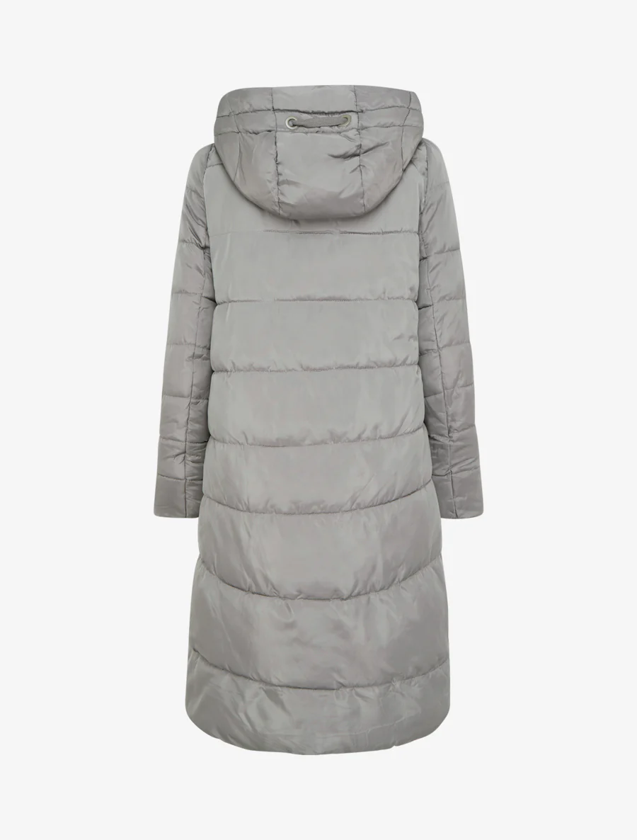 Lange donsjas met capuchon en schuine ritssluiting - Grijs - Image 2